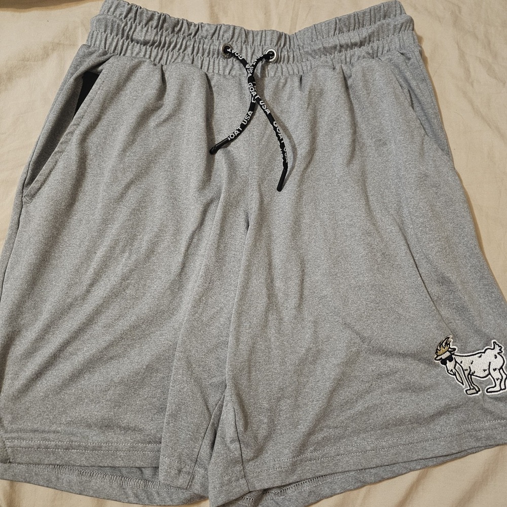 Goat USA Men's Relaxed Gray Knit Shorts Size Small Tie Front Zip Pocket